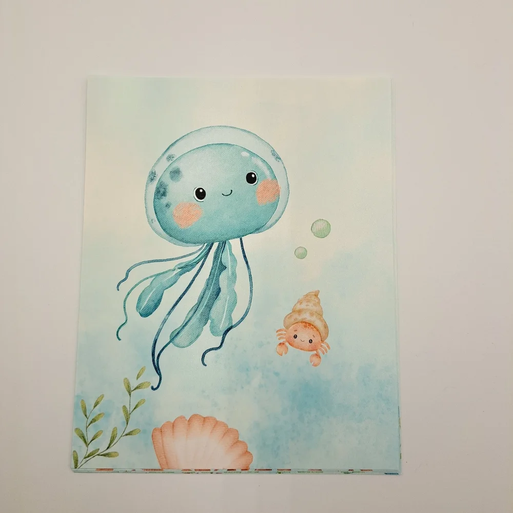6-Piece Aquatic Sea Animals Prints Pastel Color Art - Marine Life Art - Picture 3 of 11
